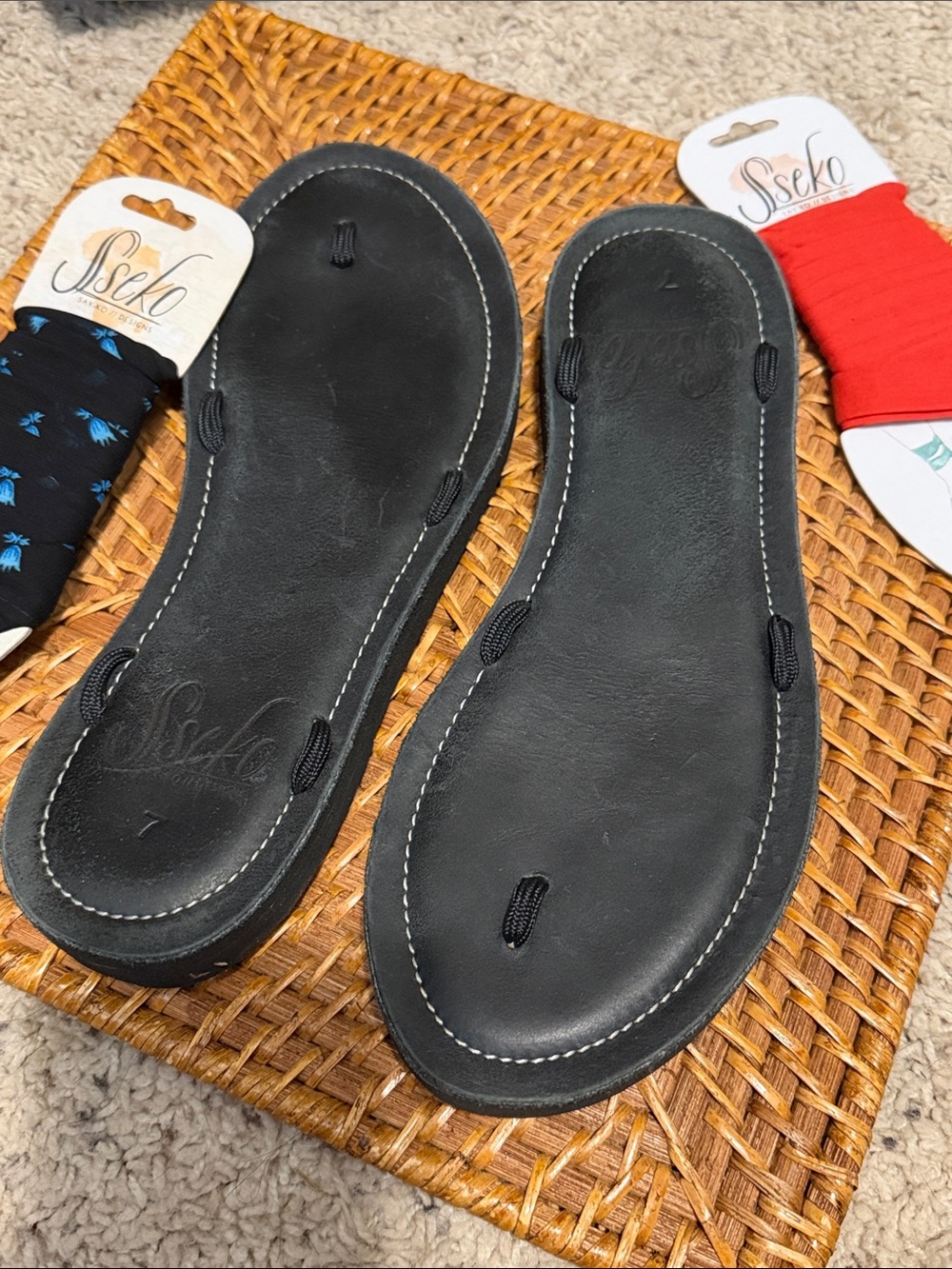 Sseko Black Leather Slide Footbed with Interchangeable Straps